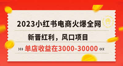 【精选】最近风口项目，小红书电商火爆全网络，一个店铺收益在3000--30000