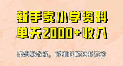 简单副业-通过小学资料虚拟玩法一天2000+？送你资料还有工具