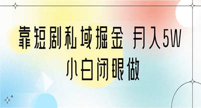 一个月入50000的短剧私域掘金玩法？新手可以无脑上手【教程+资料】