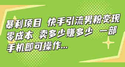 一部手机通过快速引流男粉变X项目，0成本出单就是赚