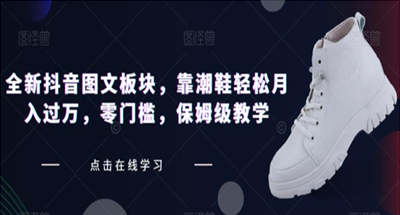 0门槛全新抖音图文依靠潮鞋如何做到月入过万的？